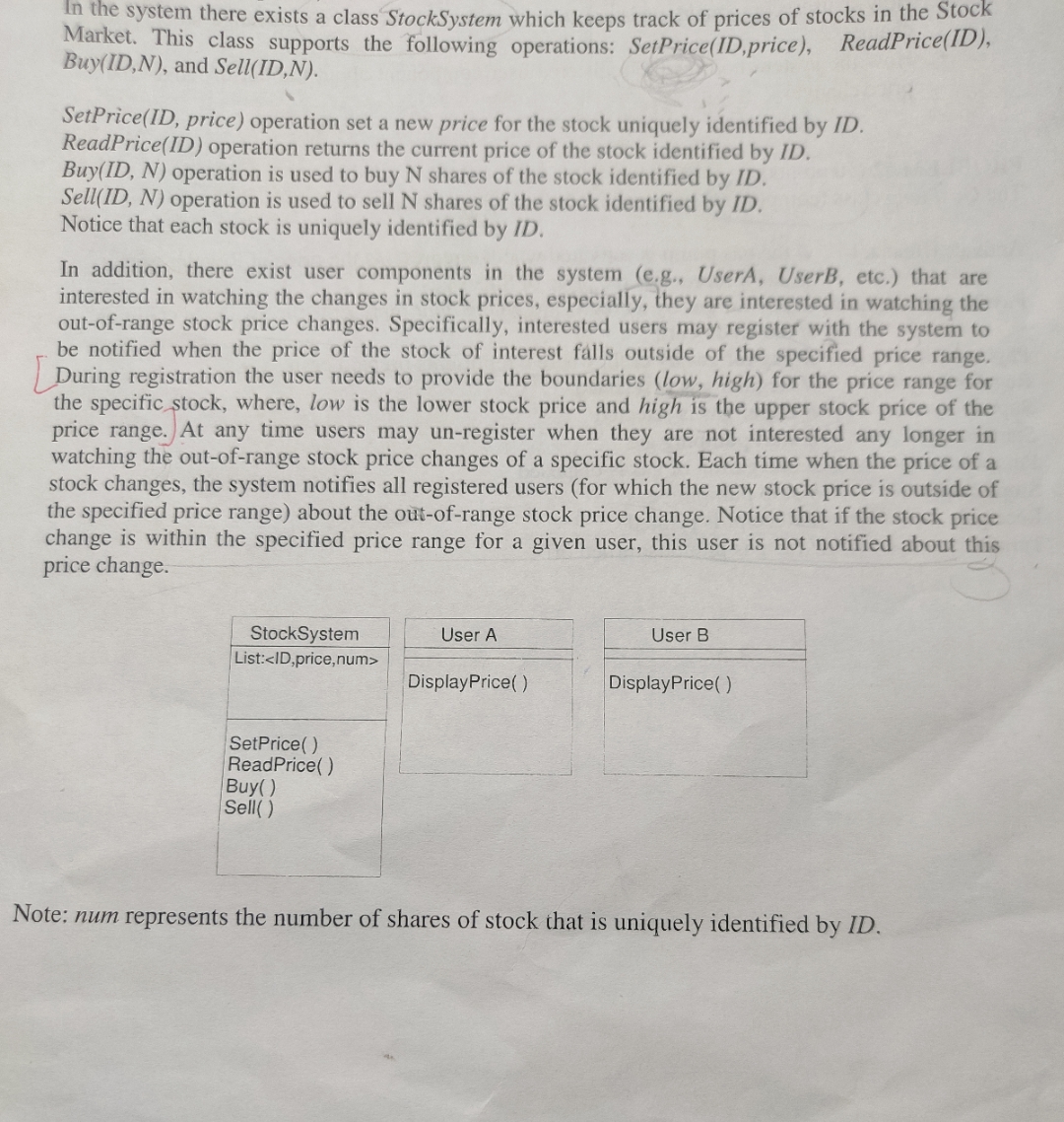 In the system there exists a class StockSystem which keeps track of