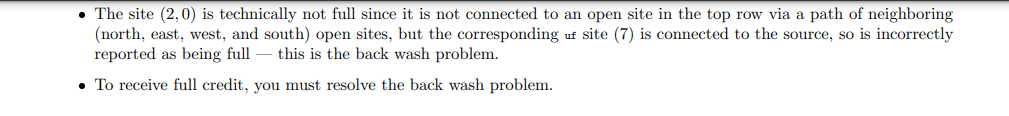 cases: UFPercolation() should throw an IllegalArgumentException("Illegal n") if n 0. open(), isOpen(),