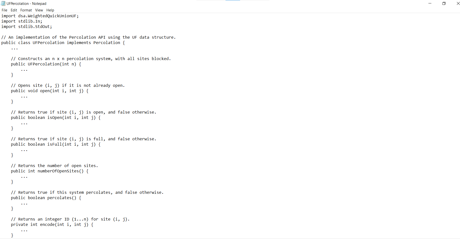 and isFul1() should throw an IndexOutOfBounds Exception ("Illegal i or j") ifi