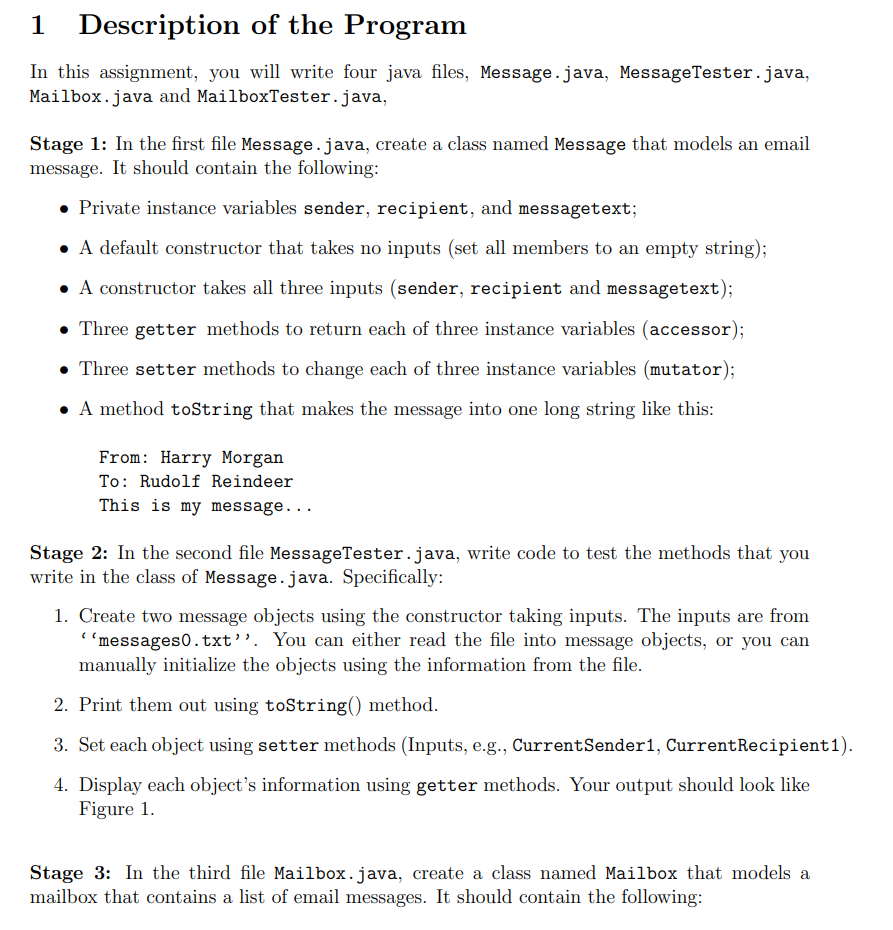 1 Description of the Program In this assignment, you will write four