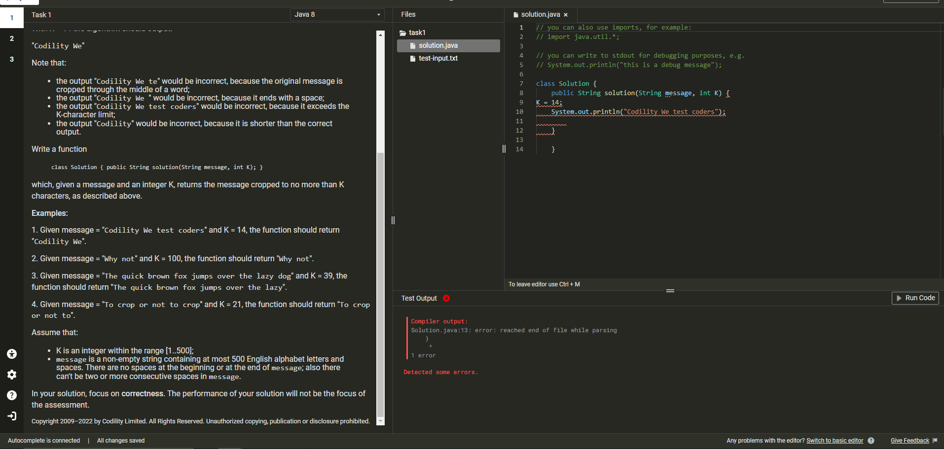 limit of K characters per entry. In this task your job is