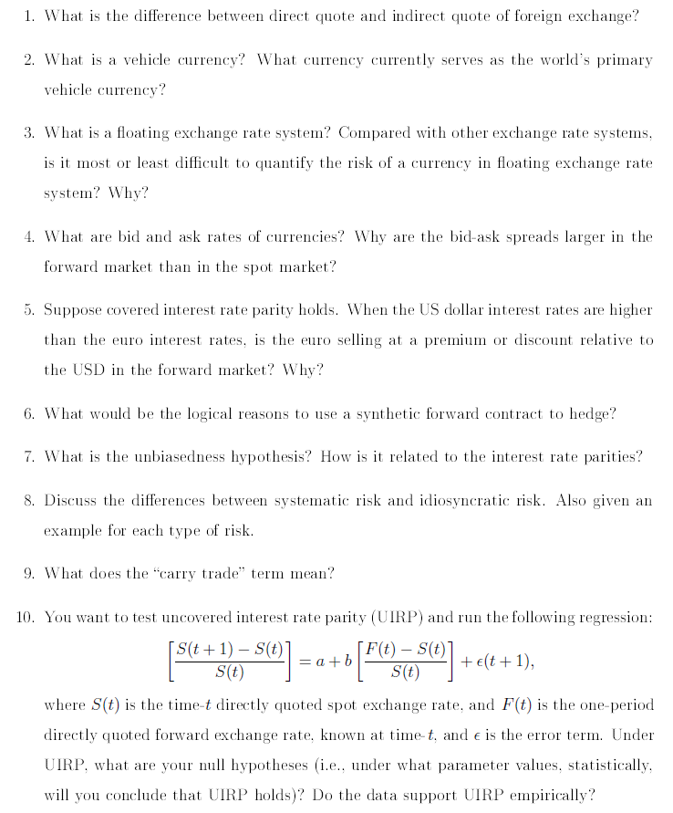 1. What is the difference between direct quote and indirect quote of
