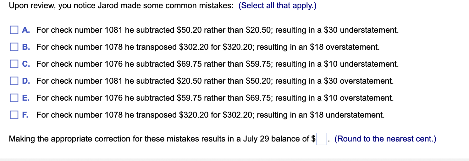 his bank statement, Last month all he had to do was subtract