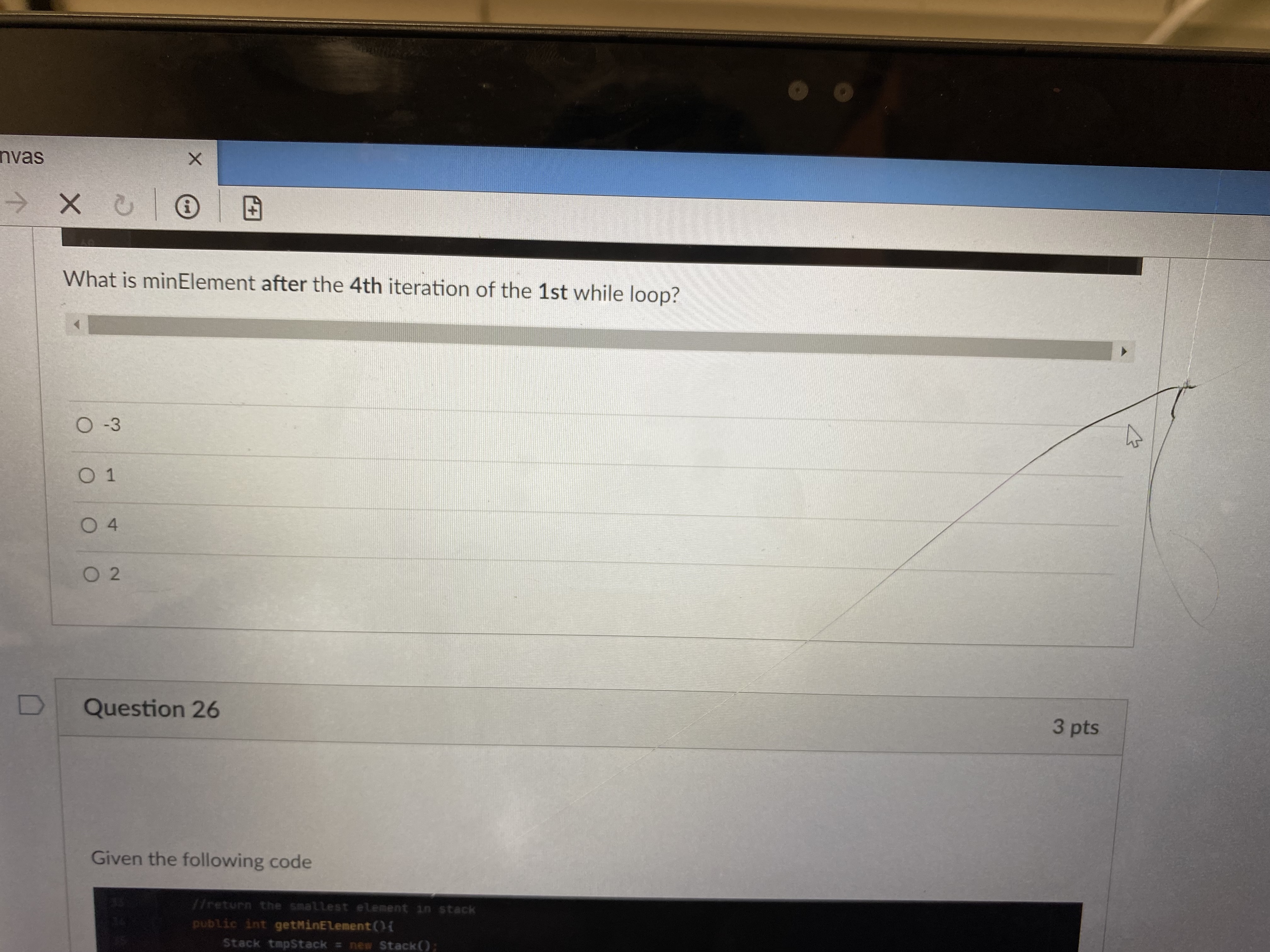 Stack tmpStack = new Stack(); int minElement = this.peek(); while(this, numElements>0){ if(this,