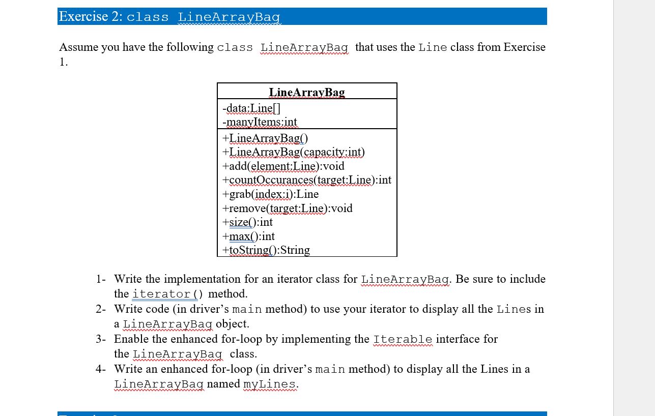 the implementation of compareTo in the Line class where two lines are