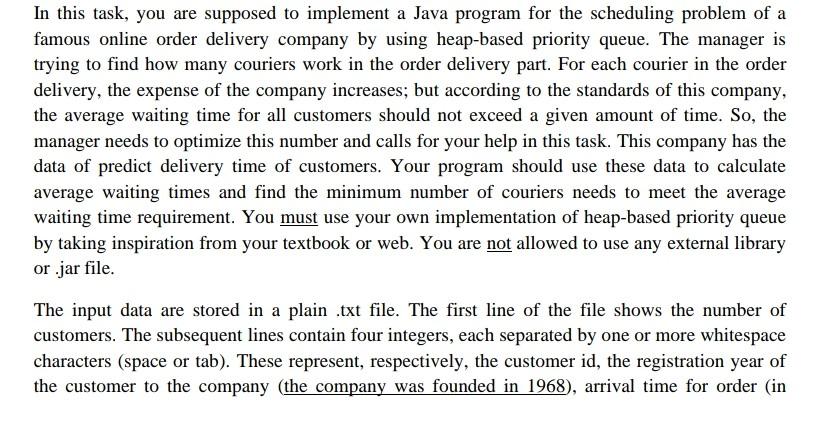 In this task, you are supposed to implement a Java program for