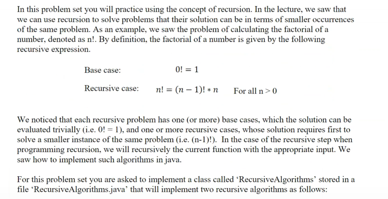 that the Fibonacci series is defined by the following recursion equation. Base