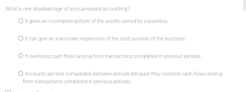 activities. O Whether the business has hidden liabilities at the year end.