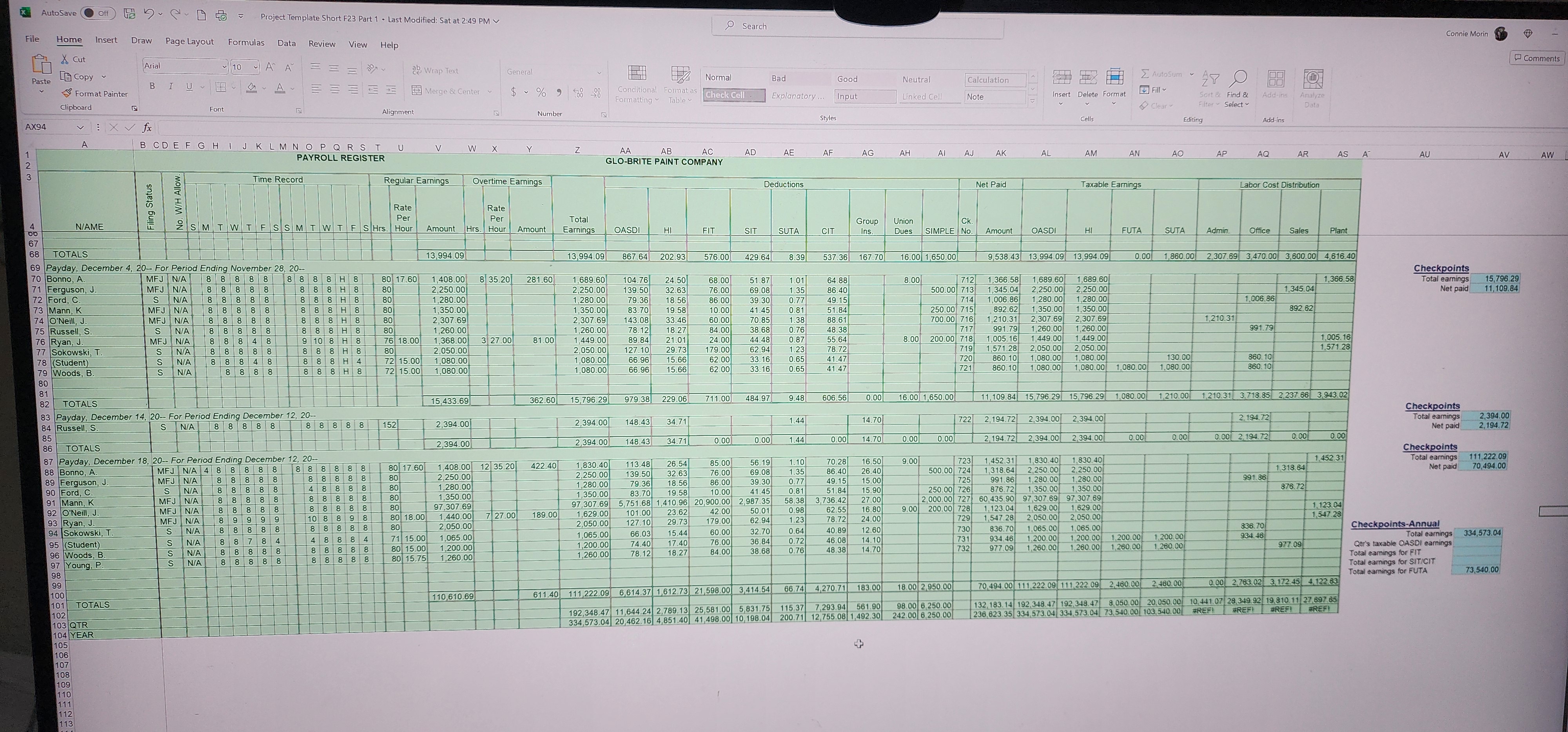 AutoSave 1 2 File Home Insert Draw Page Layout Paste AX94 3