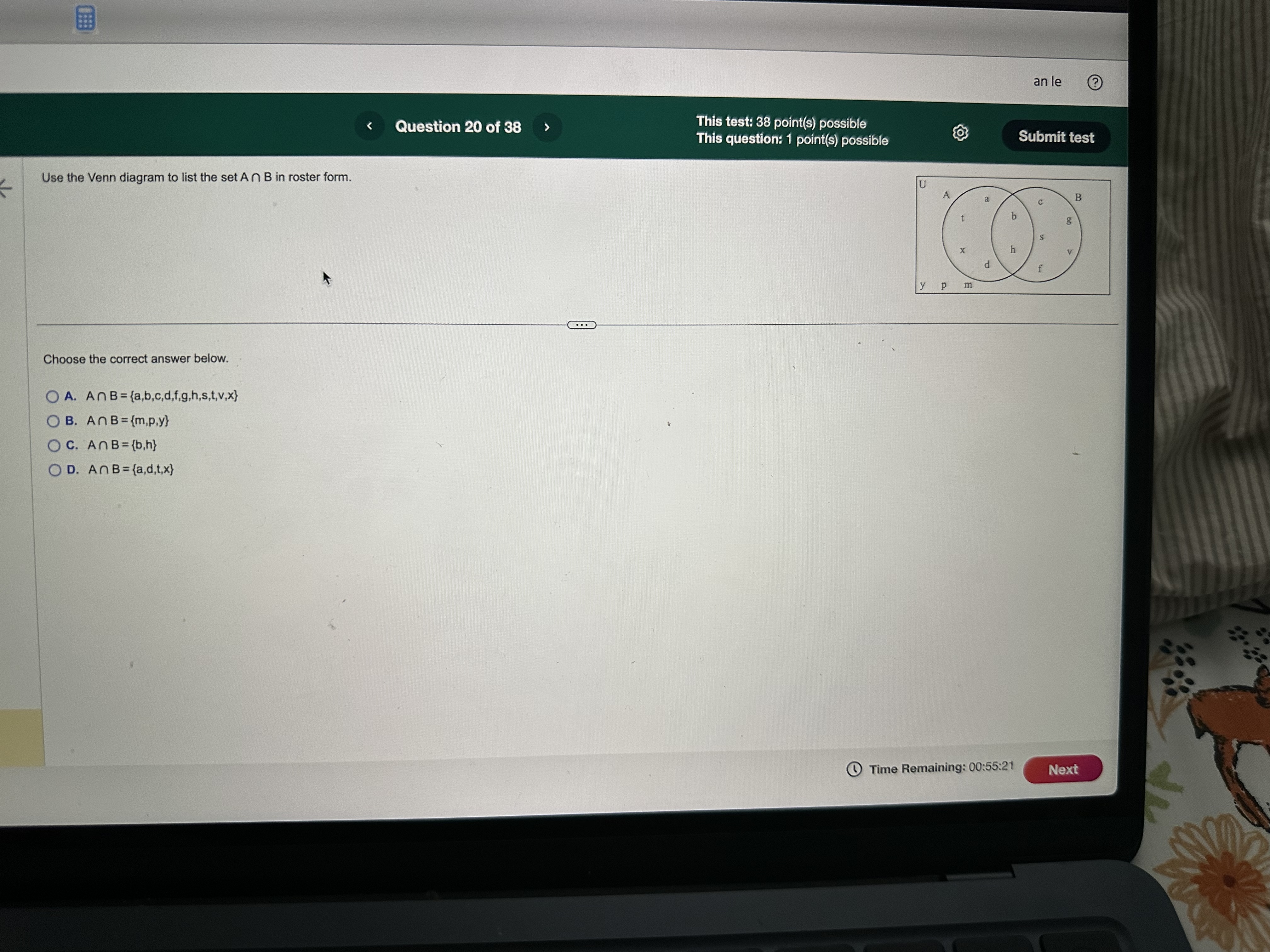 question: 1 point(s) poss < Select the correct choice that completes the