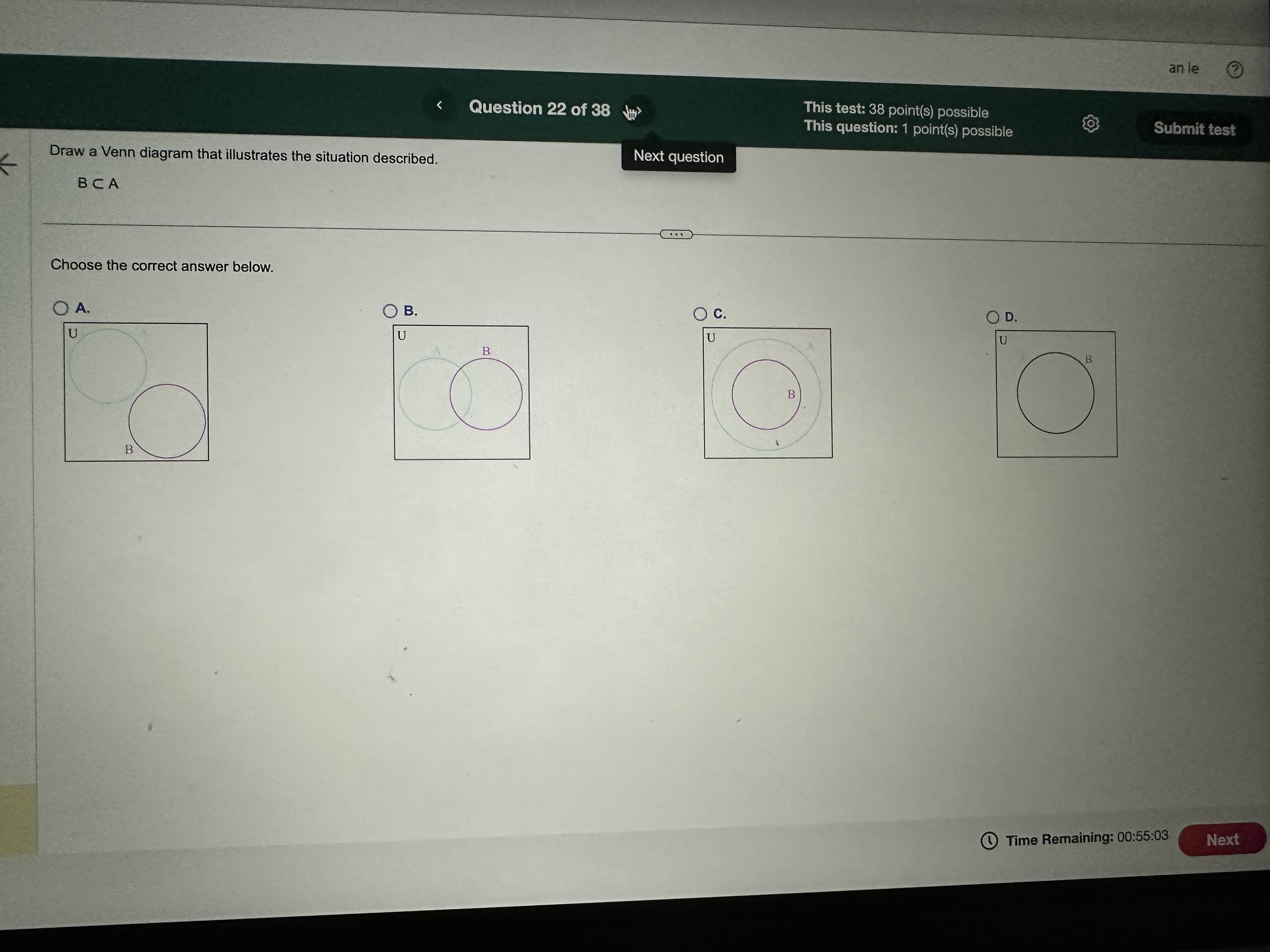and give an example. n(An B) = 0 when Give an example