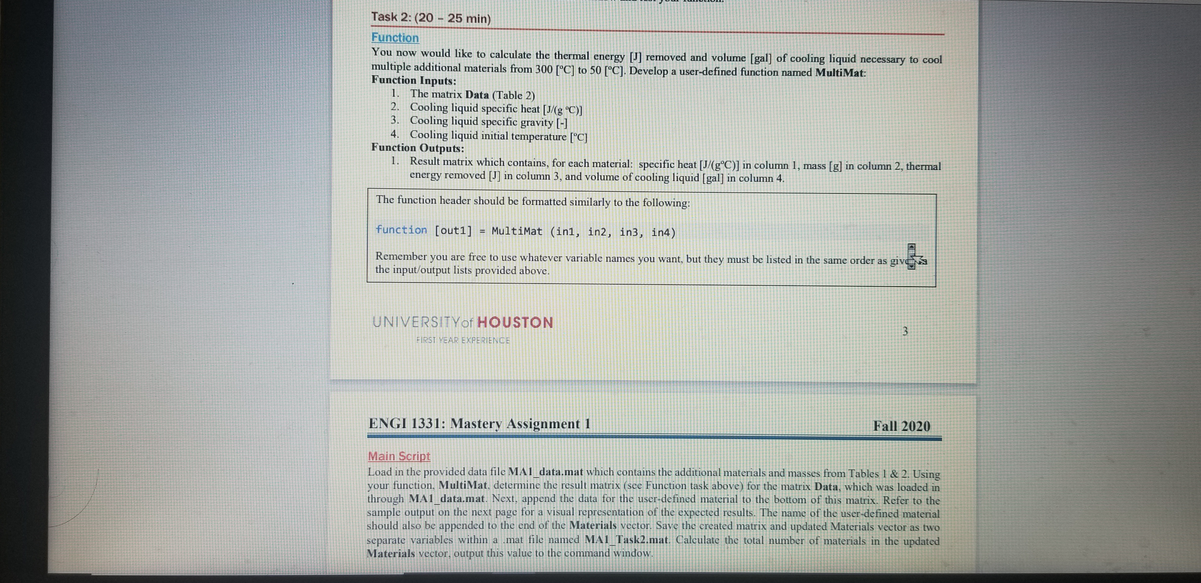 data.mat UCS Aluminum Cadmium Iron Tungsten Background: Comprehension Time: 15-20 min In
