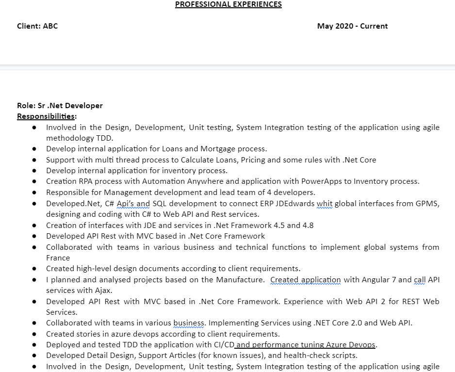 XML, Microservices and SOAP/REST web services, Multithreading In C#. Good knowledge of