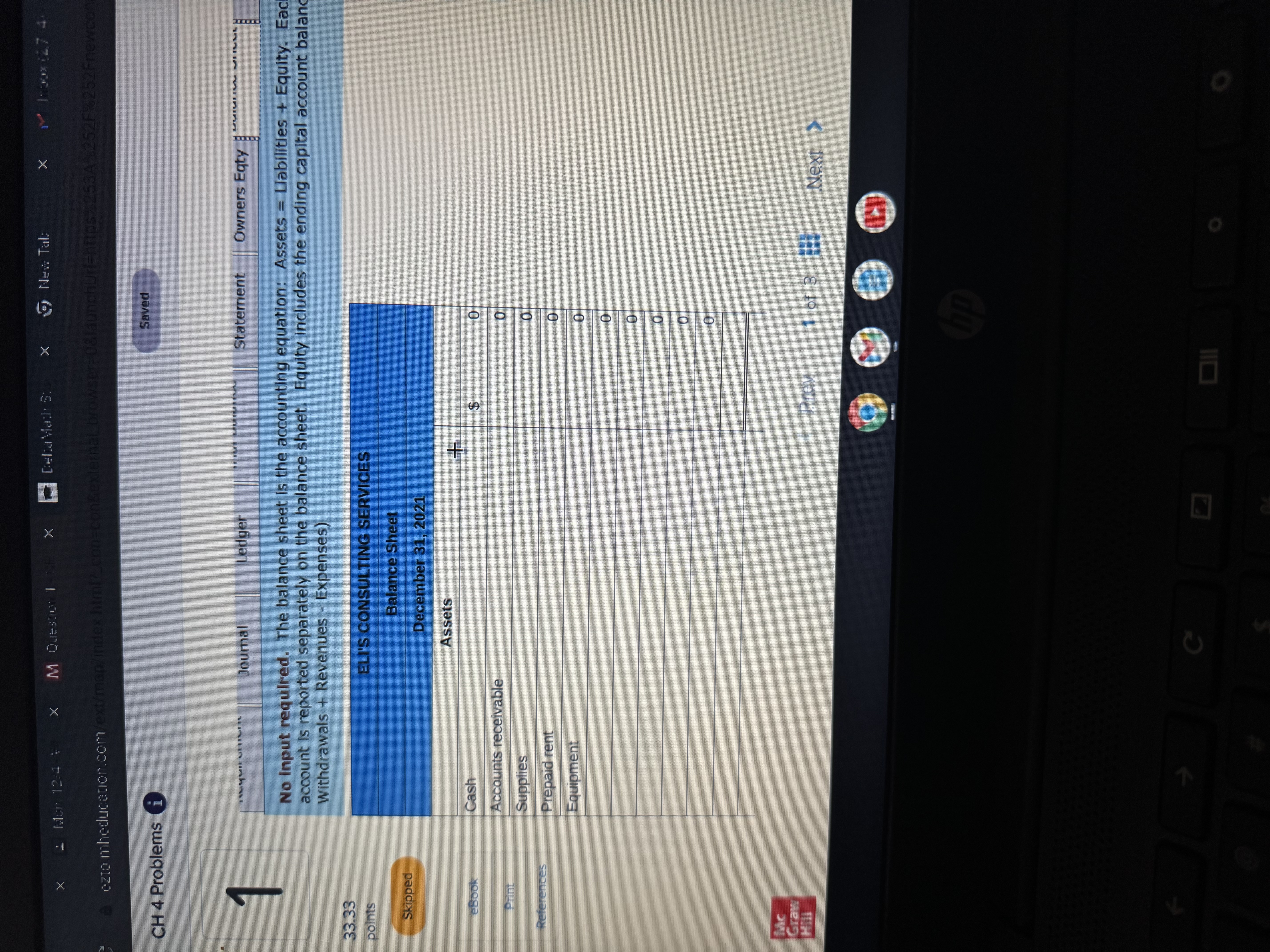 Consulting Services issued Check 1001 for $5,000 to purchase a computer and