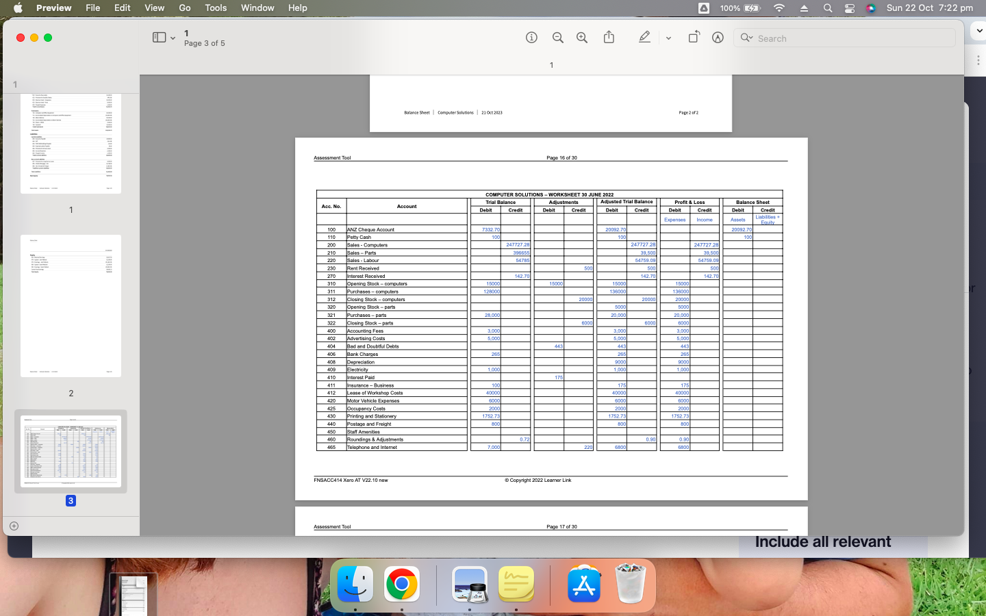 at 30 June 2022 Assets Bank 100-ANZ Business 110-Potty Cash Total Bank