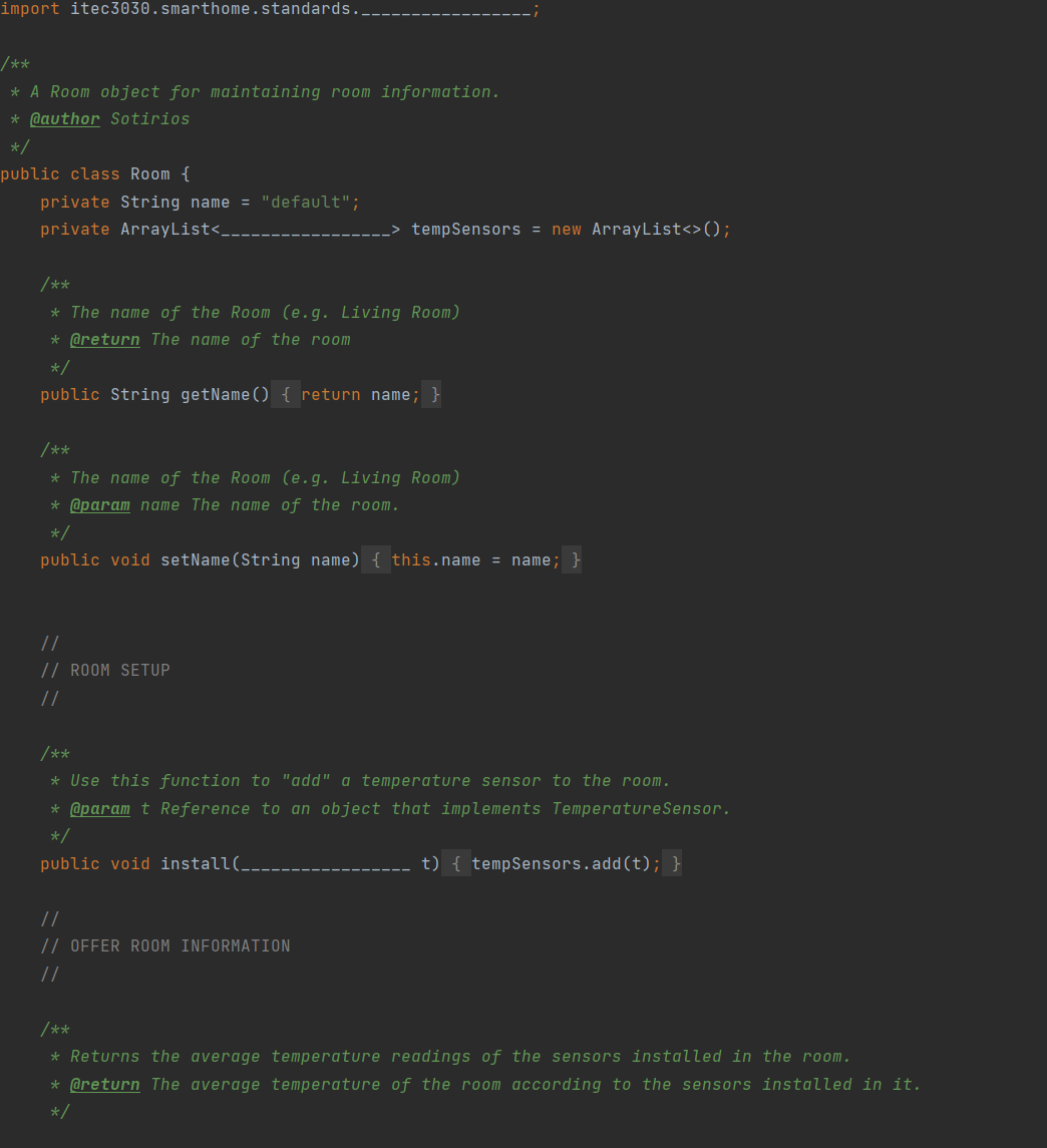 for ( } } } s tempSensors) { sum +=s.getReading(); count++; return(float)