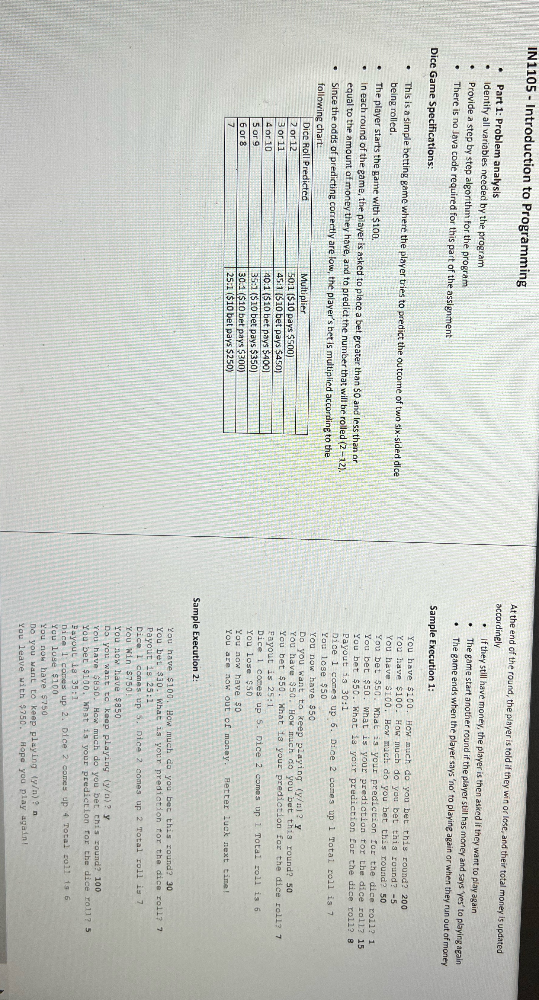 IN1105- Introduction to Programming Part 1: Problem analysis Identify all variables needed