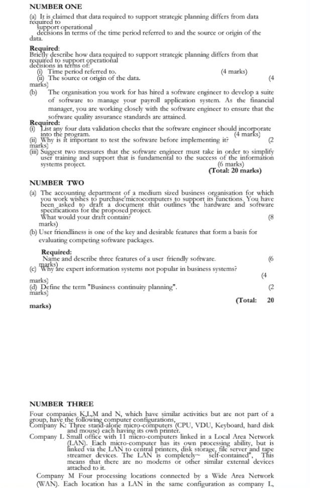 NUMBER ONE (a) It is claimed that data required to support strategic