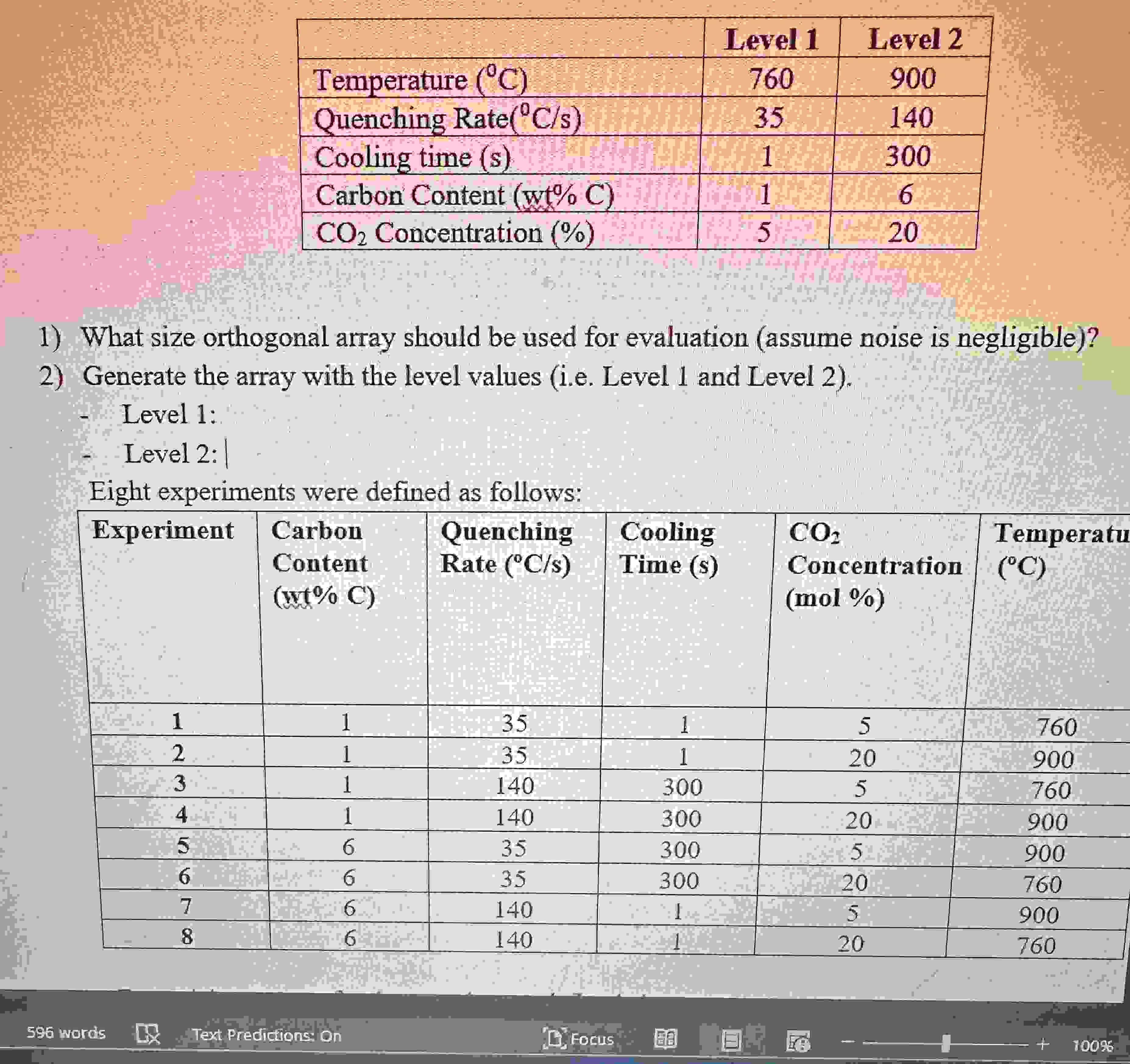 596 words CX 1 2 3 7 8 Temperature (C) Quenching Rate(C/s)
