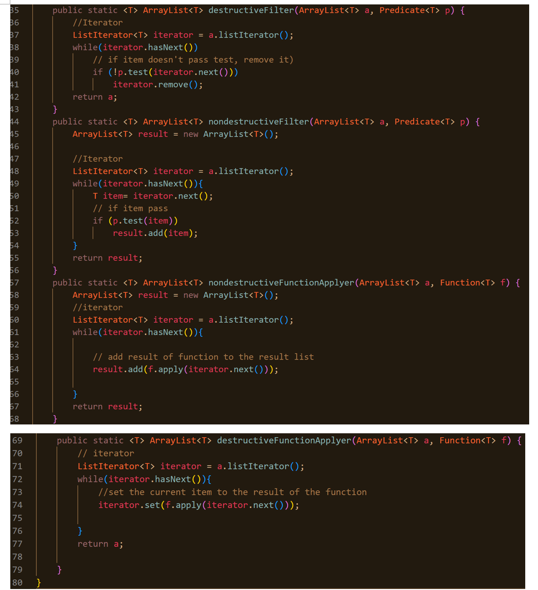 functional interfaces: @FunctionalInterface public interface Predicate { boolean test (T t); }