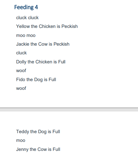 animal is instantiated, it should randomly pick some number of hunger units