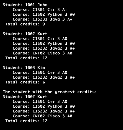 Java 3 A+ 1002 Kurt 4 CISO1 C++ 3 AO CISO2 Python