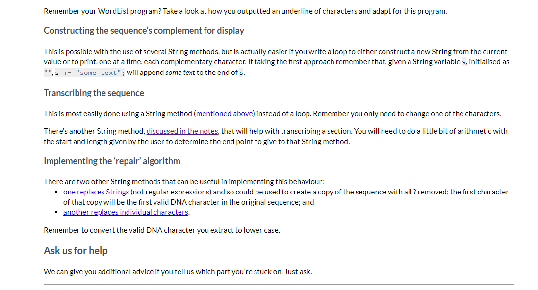 user to enter a DNA sequence (any non-whitespace characters are allowed) Convert