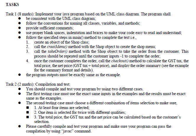 the customer. CODING REQUIREMENTS Write a Java program with four classes to