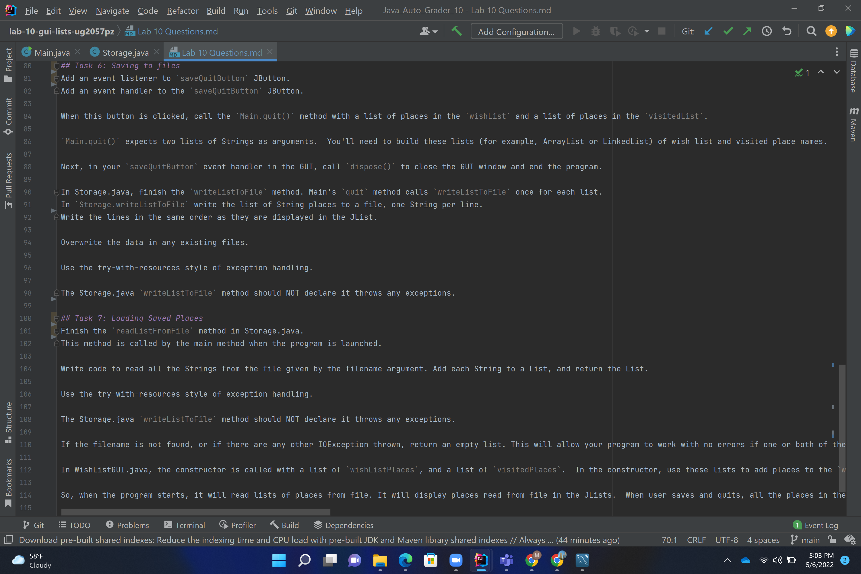 lab-10-gui-lists-ug2057pz Lab 10 Questions.md Project O Commit Pull Requests Structure AGGIH~~~NAMNHS 55