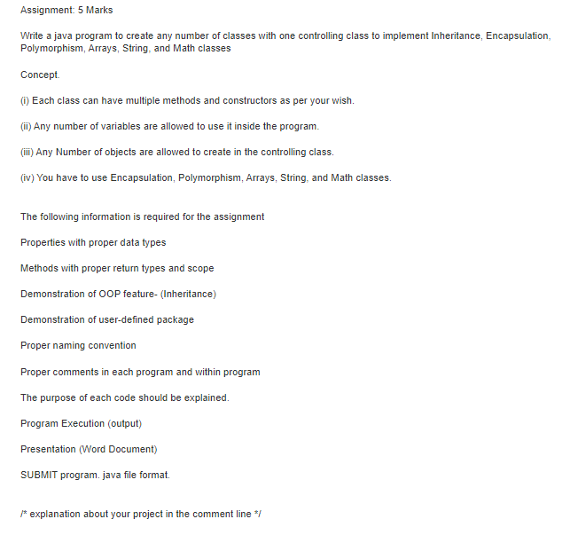 Assignment: 5 Marks Write a java program to create any number of