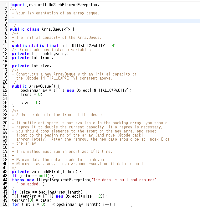 missing/modified. ======= ======= ====== 1 import java.util. NoSuchElement Exception; * Your implementation