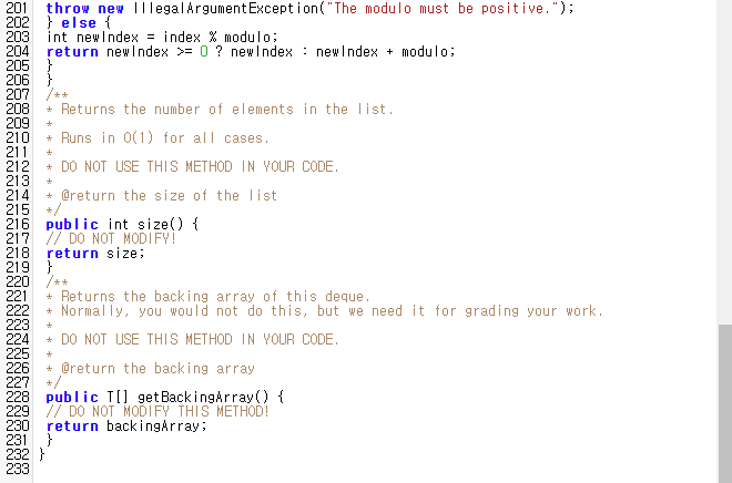 { The initial capacity of the ArrayDeque. 16 private int size: 17/**