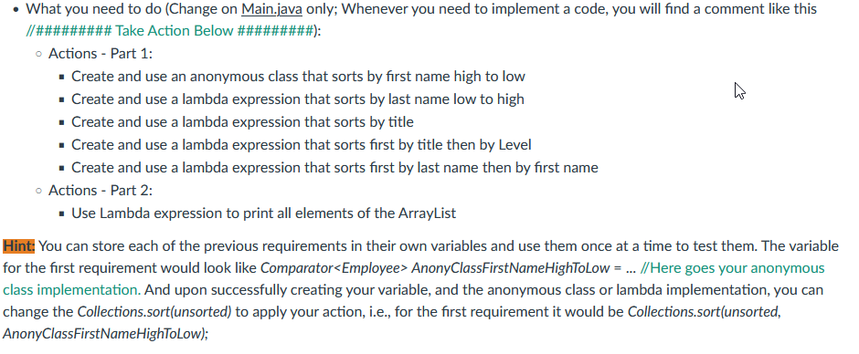 What you need to do (Change on Main.java only; Whenever you need