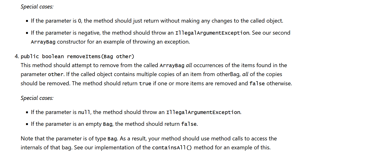 and then add code to the main() method to test these methods.