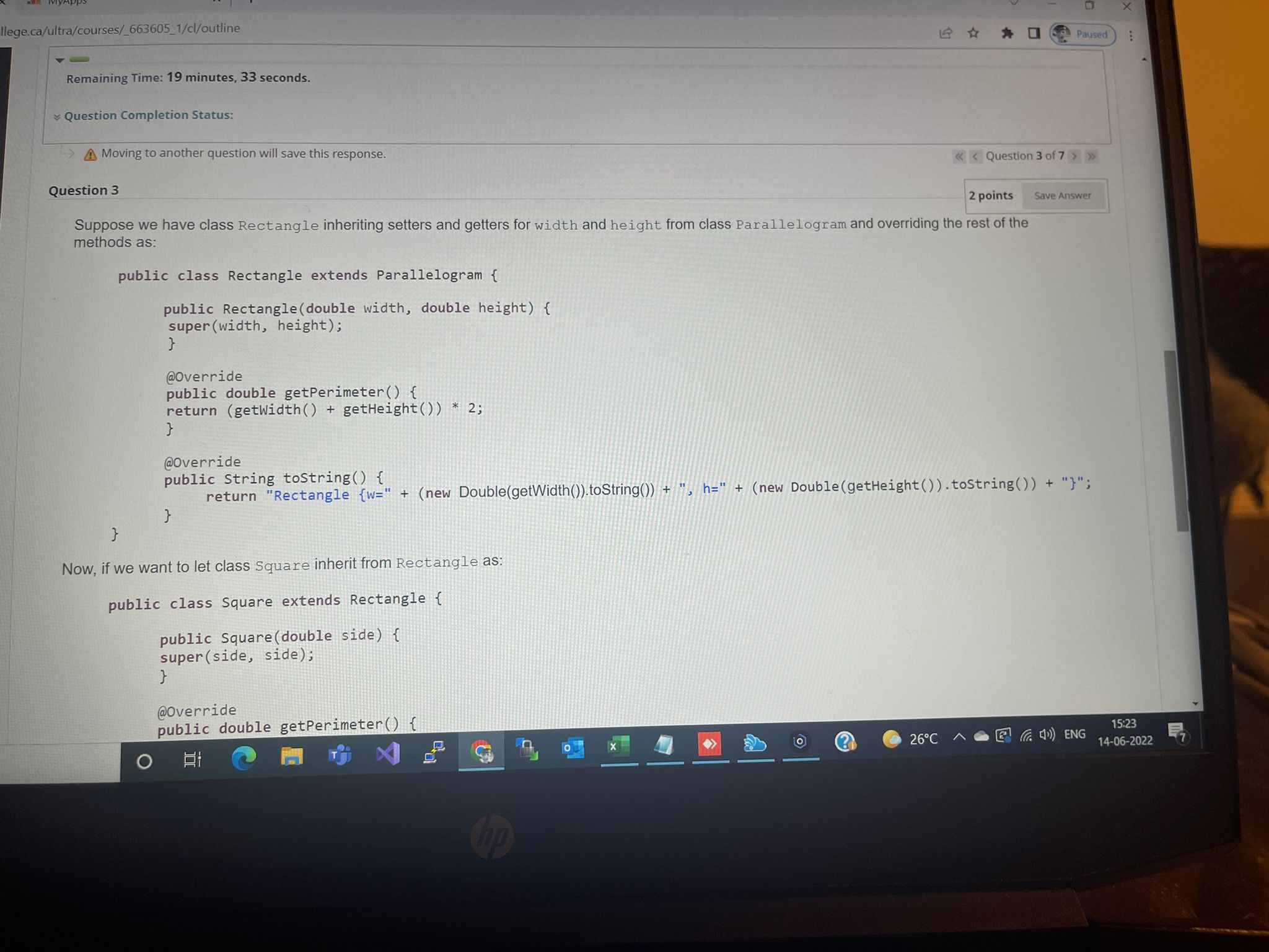 once. Remaining Time: 19 minutes, 51 seconds. This test can be saved