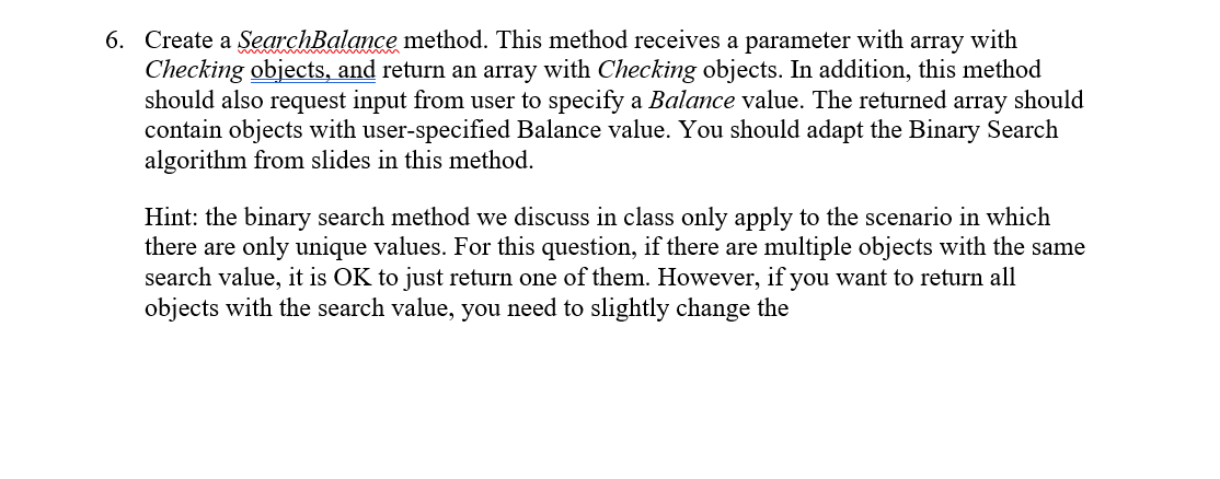 read from/write to file, as well as search and sorting algorithm. The
