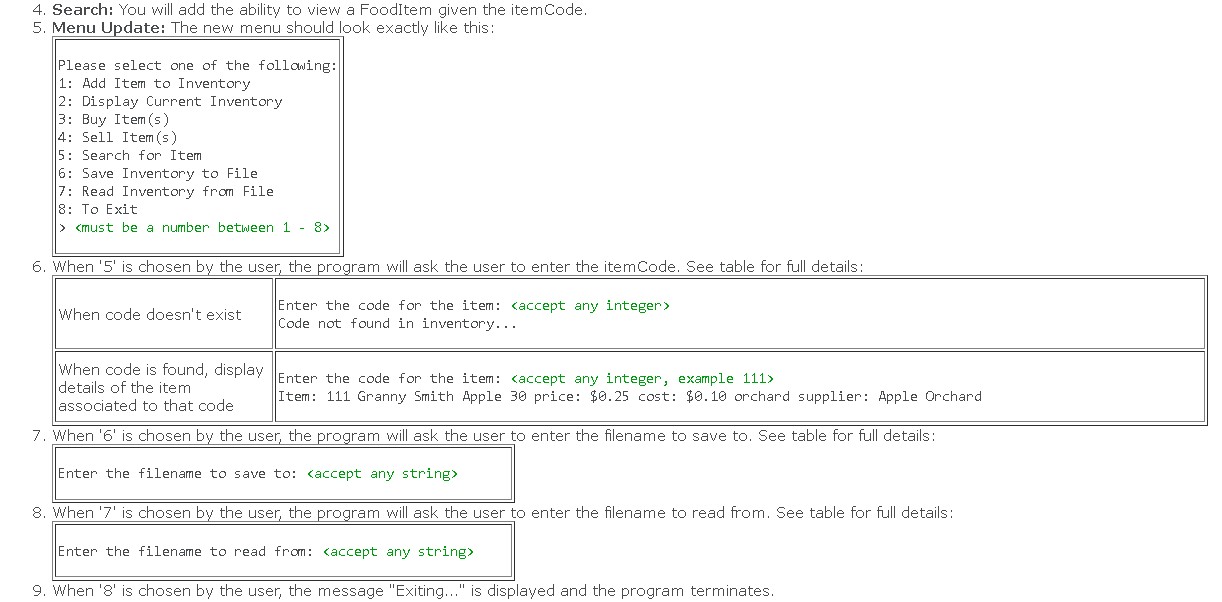 Your solution will include 4 food items since you created the 4th