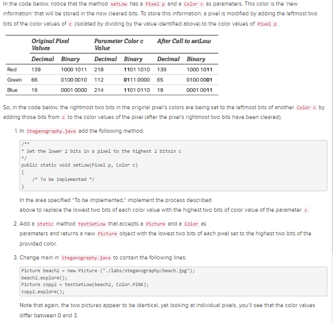 bits of each pixel's colors * to the lowest two bits of