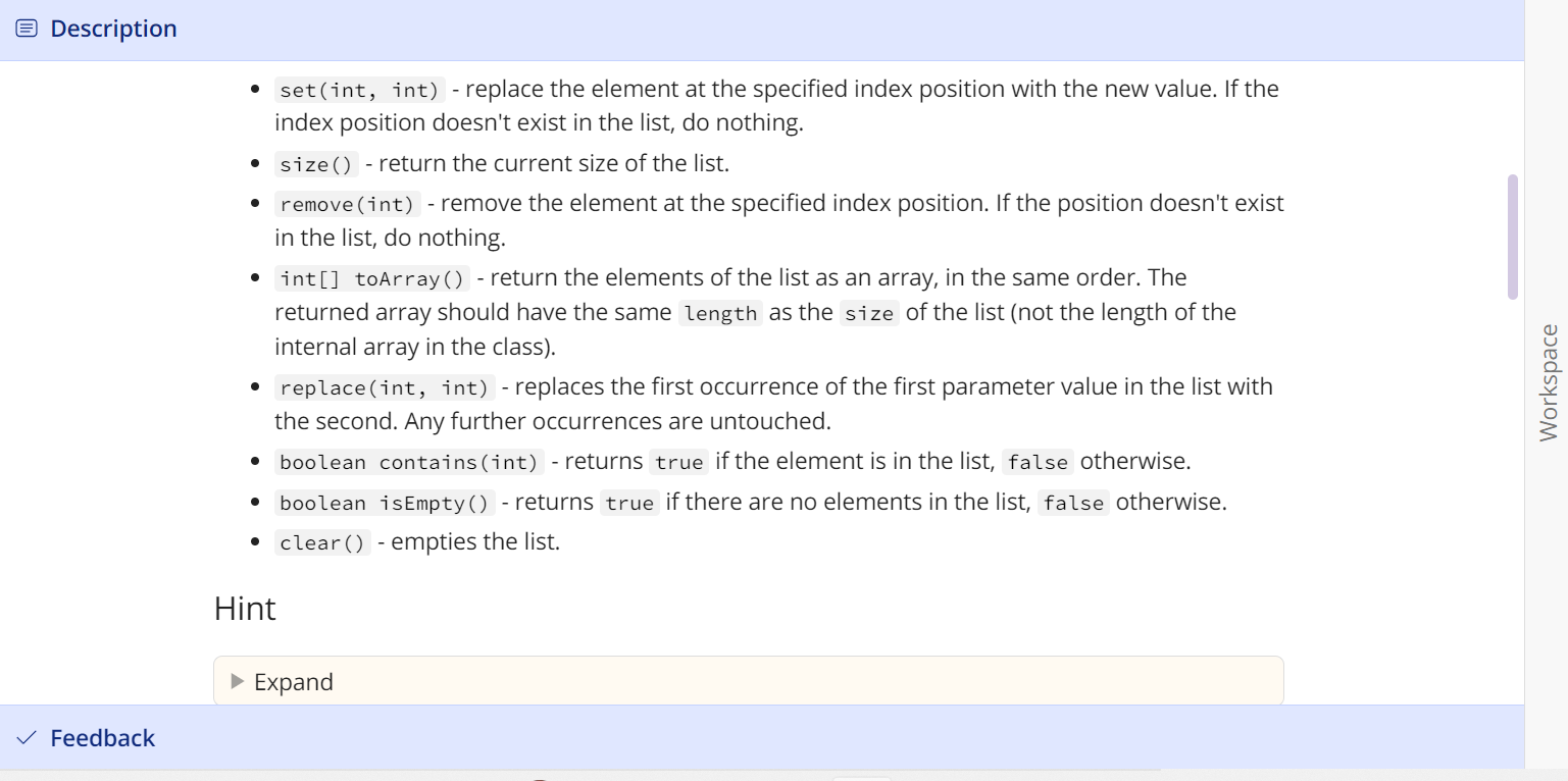 removing the requirement that the maximum size of the list be 6.