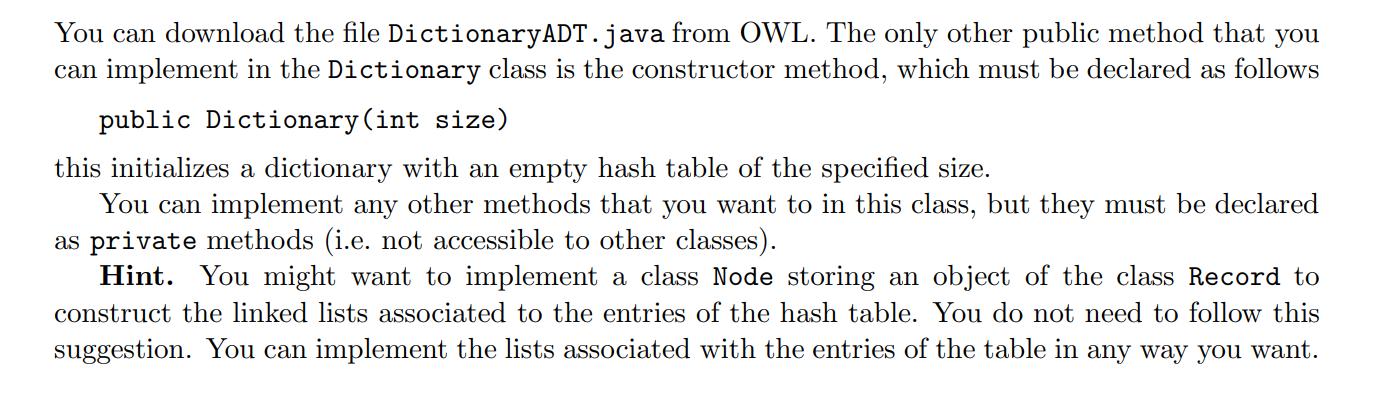 in which collisions are resolved using separate chaining. The hash table will