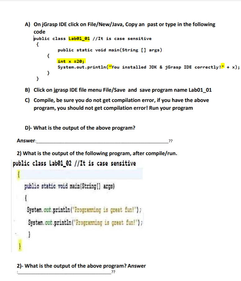 output to output console 1) Let's modify the Module0 File Edit View