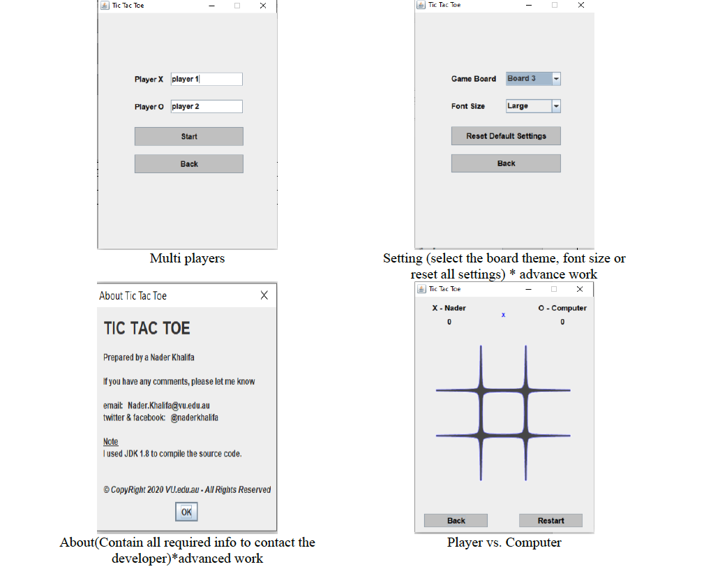 Interphase GUI as shown below: - Tic Tac Toe | Tic Tac