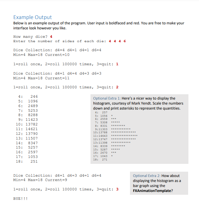 sides, and one to represent a collection of dice (these are the