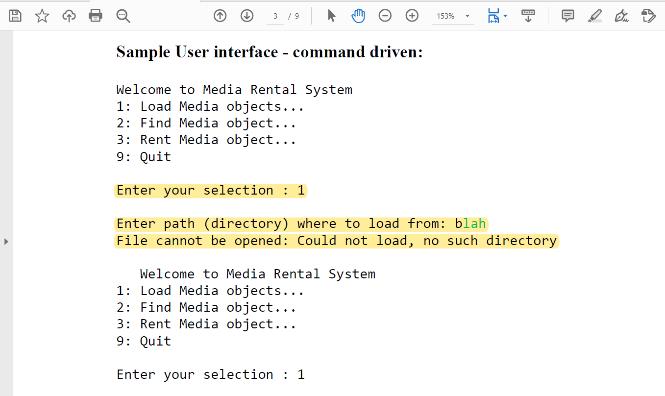 1 3 / 9 Sample User interface - command driven: Welcome to