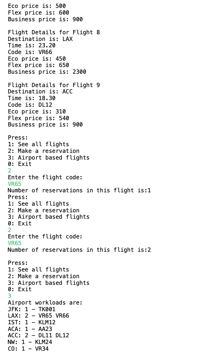 origin is our airport. In each line, you see the destination code,