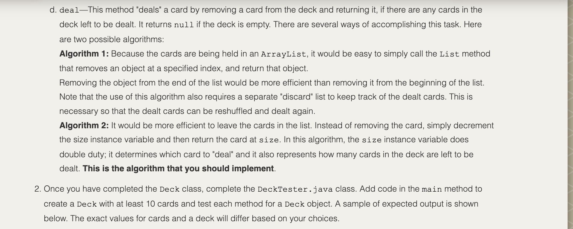 the provided Card class. You will need to complete: a. a constructor