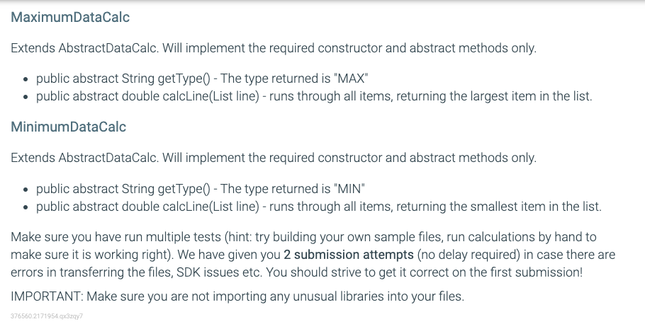 class, that AverageDataCalc, MaximumDataCalc and MinimumDataCalc all inherit. The following files are