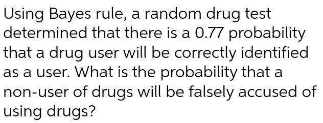 Using Bayes rule, a random drug test determined that there is a