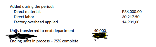 department, Department X, spoiled units occur during operations. Inspection of spoiled units