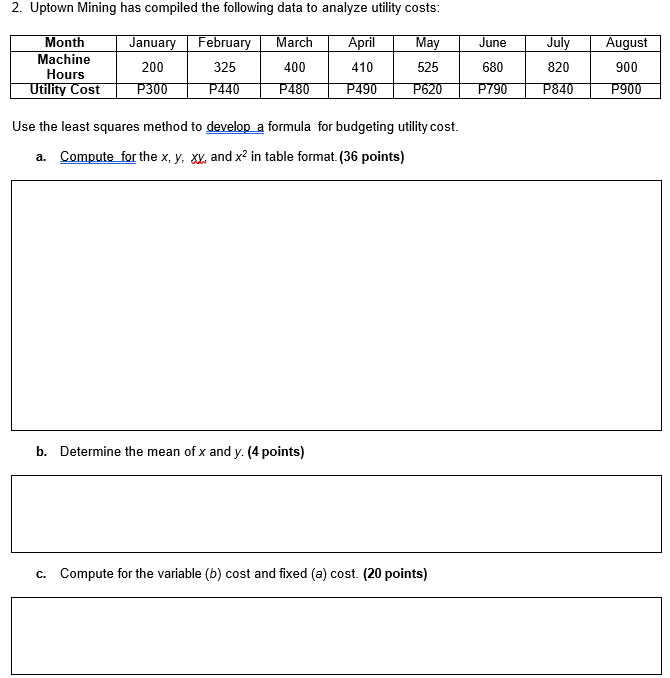 and complete solutions on a separate journal sheet. 1. La Mia's Casas